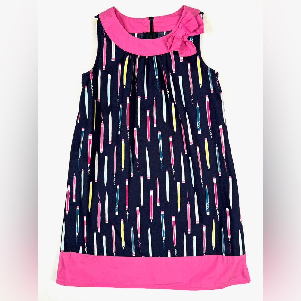GYMBOREE Girls’ Navy & Pink Colorblock Pencil Printed‎ Shift Dress School Size 8